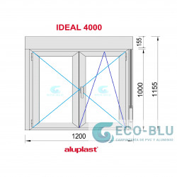 Fenêtre PVC oscillo-battant 1200X1155 2 Vantaux Blanc avec Volet roulant Verre Transparent