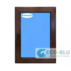 Ventana PVC 700x1000 Nogal Oscilobatiente Derecha Vidrio Transparente