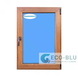Ventana PVC 800x1000 Roble Dorado Oscilobatiente Derecha Vidrio Transparente
