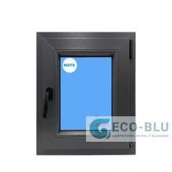 Ventana PVC 500x600 Gris Antracita Oscilobatiente Derecha Vidrio Mate