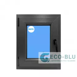 Ventana PVC 500x600 Gris Antracita Oscilobatiente Izquierda Vidrio Mate