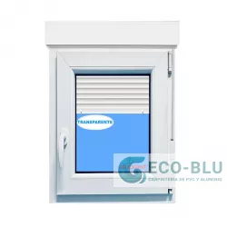 Fenêtre PVC 700x1155 oscillo-battant Blanc Droite avec Volet roulant Verre Transparent
