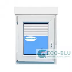 Fenêtre PVC 700x1155 oscillo-battant Blanc Gauche avec Volet roulant Verre Transparent