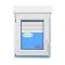 Ventana PVC 700x1155 Blanca Oscilobatiente Izquierda con Persiana Vidrio Transparente