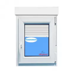 Ventana PVC 800x1155 Blanca Oscilobatiente Derecha con Persiana Vidrio Transparente