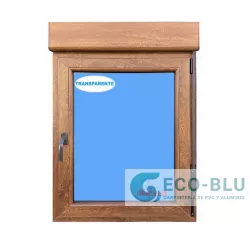 Fenêtre PVC 800x1155 oscillo-battant Chêne doré Droite avec Volet roulant Verre Transparent