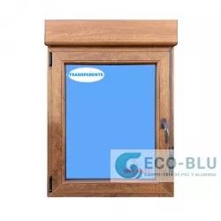 Fenêtre PVC 800x1155 oscillo-battant Chêne doré Gauche avec Volet roulant Verre Transparent