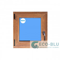 Ventana PVC 500x500 Roble Dorado Oscilobatiente Izquierda Vidrio Mate