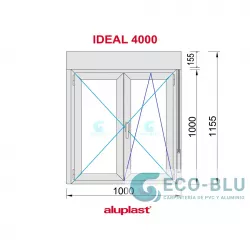 Windows Pvc Tilt and Turn 1000x1155 Double White Glass Clear with Roller shutters