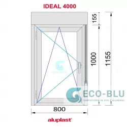 Ventana PVC 800x1155 Blanca Oscilobatiente Izquierda con Persiana Vidrio Transparente