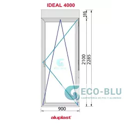 Porta-janela Oscilo-batente 900X2285 1F Direita (com Estore) Branco Vidro Transparente Maçaneta Interior