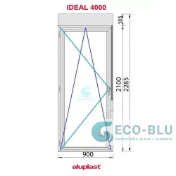 Porta-janela Oscilo-batente 900X2285  Esquerda (com Estore) Branco Transparente Maçaneta Interior/Exterior com fechadura