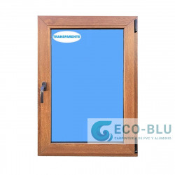 Ventana PVC 700x1000 Roble Dorado Oscilobatiente Derecha Vidrio Transparente