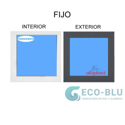 Ventana Fija PVC 960x1010 Blanca/Gris Antracita  Vidrio Transparente