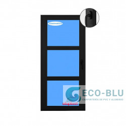 Balconera PVC 820x2500 Negra Practicable con travesaños Izquierda