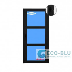Balconera PVC 820x2500 Negra Practicable con travesaños Derecha