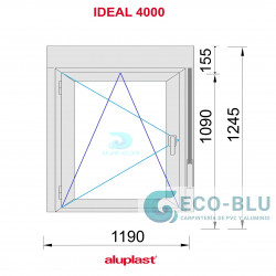 Einflügeliges fenster PVC 1190x1245 Weiss Drehkipp links Sauberes Glas von Vorbaurollläden