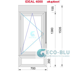 Ventana PVC Oscilobatiente 700X1535 Blanca Izquierda Vidrio Transparente  (Persiana) con fijo