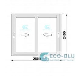 Puerta corredera PVC 2800X2400 Negra Vidrio Transparente de seguridad