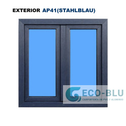 Ventana PVC 1140x1440 2 Hojas Blanco/Azul Acero Oscilobatientes Vidrio Transparente