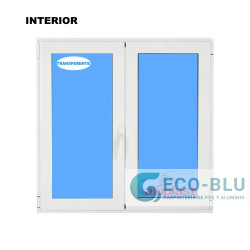 Ventana PVC 1140x1440 2 Hojas Blanco/Azul Acero Oscilobatientes Vidrio Transparente