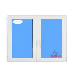 Ventana PVC 1500x1185 Blanca 2 Hojas Oscilobatiente Vidrio Transparente