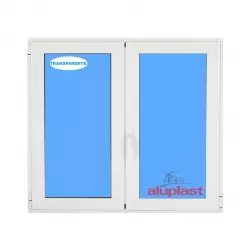 Ventana PVC 1000x1200 Blanca 2 Hojas Oscilobatiente Vidrio Transparente