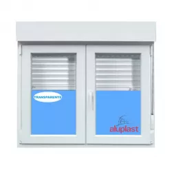 Ventana PVC 1200x1155 Blanca 2 Hojas Oscilobatiente con Persiana Vidrio Transparente