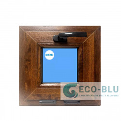 Ventana PVC Oscilante 400X400  Roble Dorado Vidrio Mate