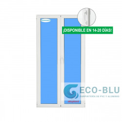 Balconera PVC 1500x2100 Blanca 2 Hojas Oscilobatiente Vidrio Transparente Manivela Interior/Exterior con cerradura