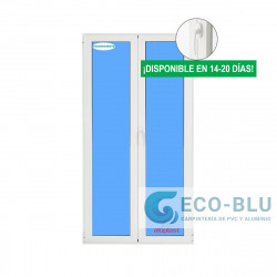 Balconera PVC 1500x2100 Blanca 2 Hojas Oscilobatiente Vidrio Transparente Manivela Interior