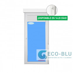 Puerta Balconera PVC 900x2285 Blanca Oscilobatiente Derecha con Persiana Vidrio Transparente Manivela Interior